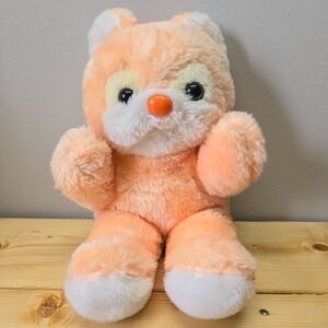 Vintage‎ Teddy Bear Plush Orange White 12in Made in Taiwan 1980s Stuffed Toy